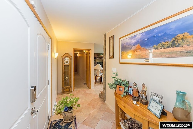 1823 Walnut St, Rock Springs, WY 82901 - corridor with light tile patterned flooring and crown molding