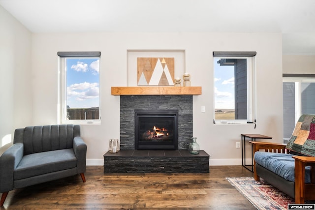 2352 Old Faithful Way, Cheyenne, WY 82009 - living area with wood finished floors, baseboards, and a fireplace