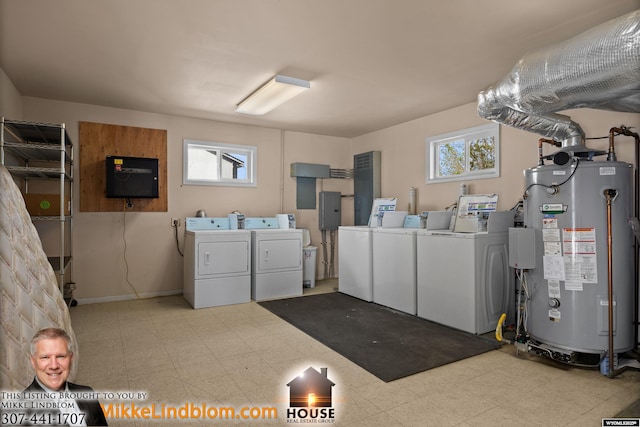 830EASTREET E A St, Casper, WY 82601 - basement with separate washer and dryer, gas water heater, tile patterned floors, and electric panel