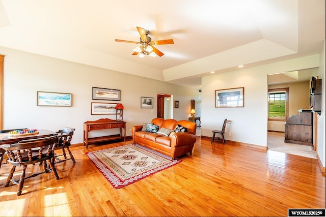 22 Pleasant Valley Ln, Sheridan, WY 82801 - living room featuring light wood finished floors, a ceiling fan, and recessed lighting