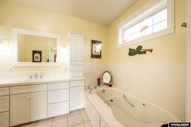 22 Pleasant Valley Ln, Sheridan, WY 82801 - full bath featuring a tub with jets, vanity, and tile patterned flooring