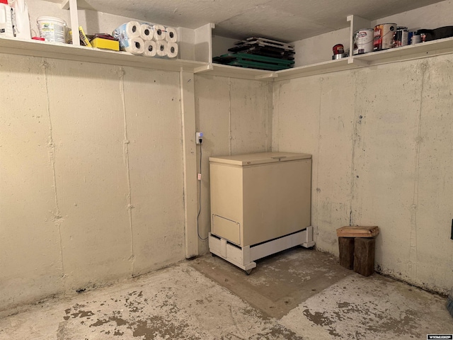 83 Calvert Ave, Hanna, WY 82327 - unfinished basement featuring fridge