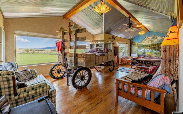 30 Nielsen Trl, Cody, WY 82414 - living area with hardwood / wood-style floors and ceiling fan