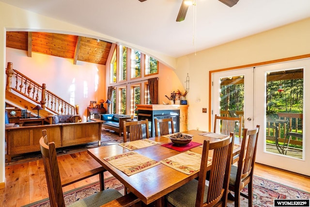43 Fish Hatchery Rd, Story, WY 82842 - dining room featuring plenty of natural light, wood finished floors, french doors, and ceiling fan