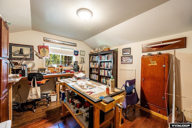 43 Fish Hatchery Rd, Story, WY 82842 - office space with lofted ceiling and dark wood finished floors