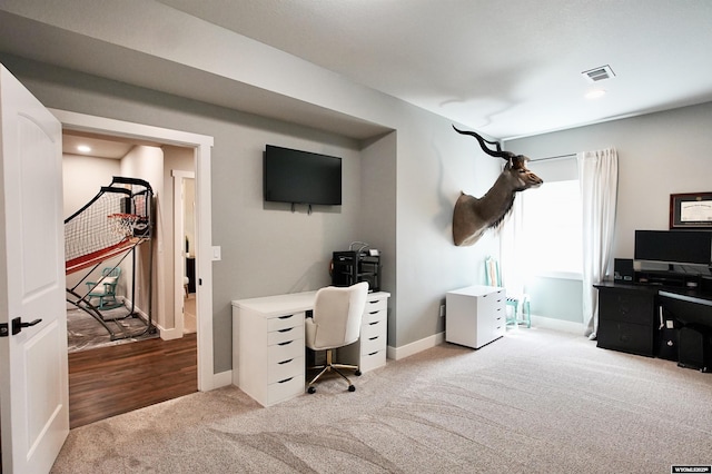 3685 Timber Wolf Ct, Casper, WY 82604 - home office with carpet, baseboards, and recessed lighting