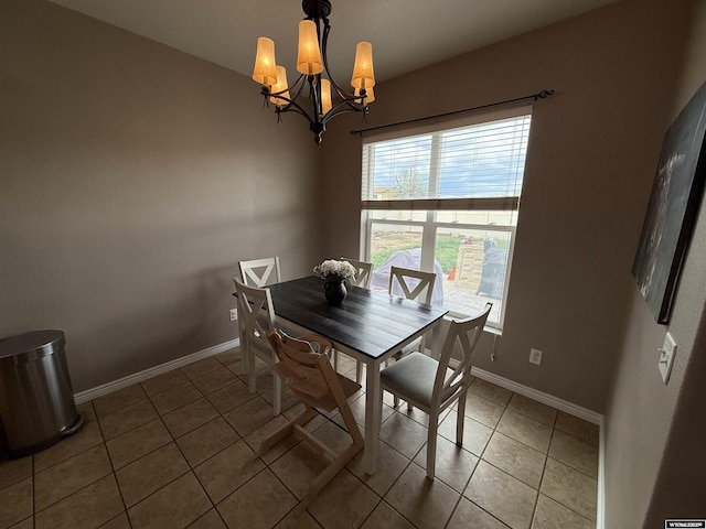 1765 New Mexico St, Green River, WY 82935 - dining room with a chandelier, tile patterned flooring, and baseboards