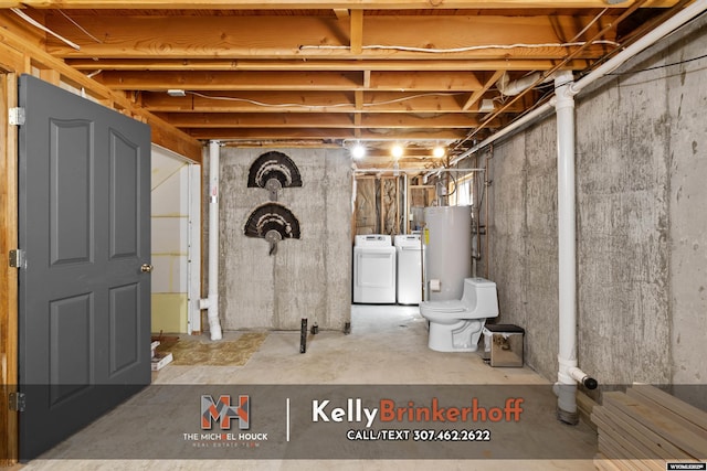 5411 S Oak St, Casper, WY 82601 - unfinished basement with gas water heater and washing machine and dryer