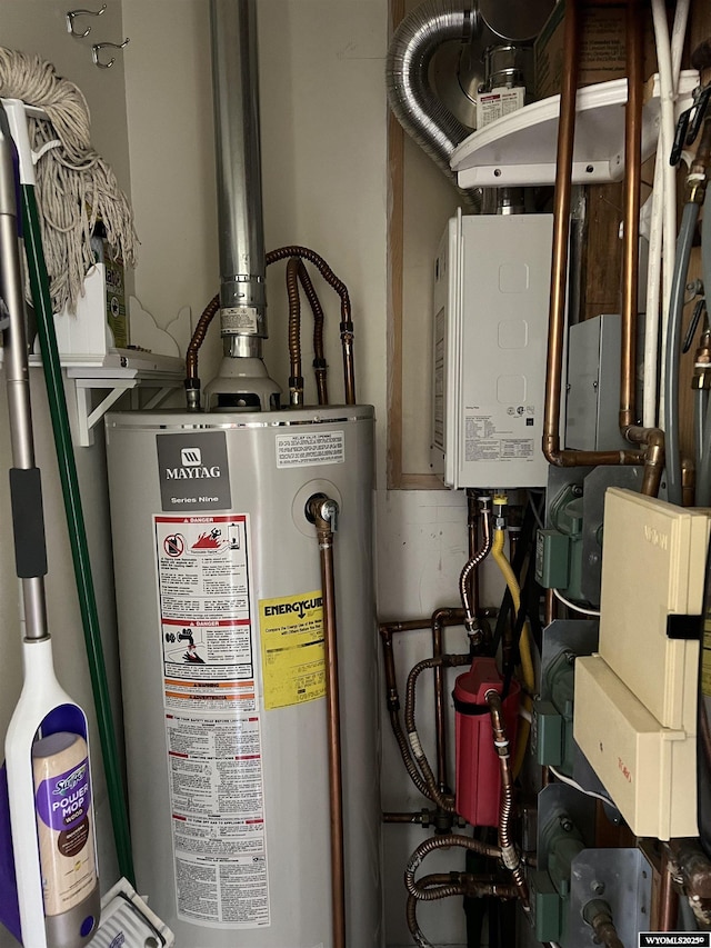 67 2nd Ave, Evanston, WY 82930 - utility room featuring gas water heater and water heater