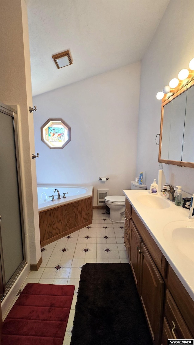 190 Ln 7, Thermopolis, WY 82443 - full bath with double vanity, a stall shower, tile patterned floors, a garden tub, and toilet