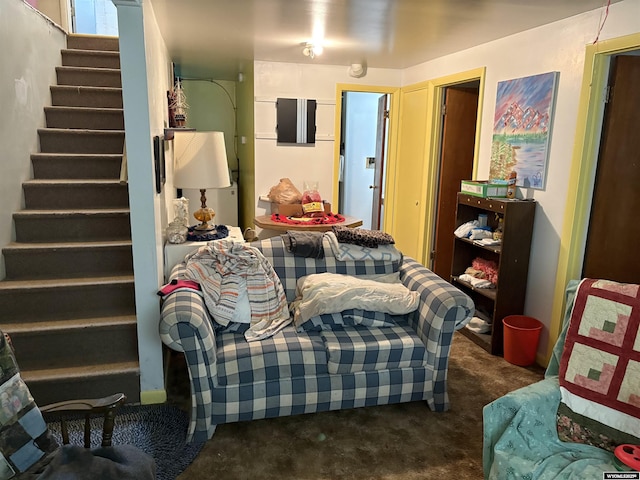 808 E Adams Ave, Riverton, WY 82501 - carpeted living room featuring stairs