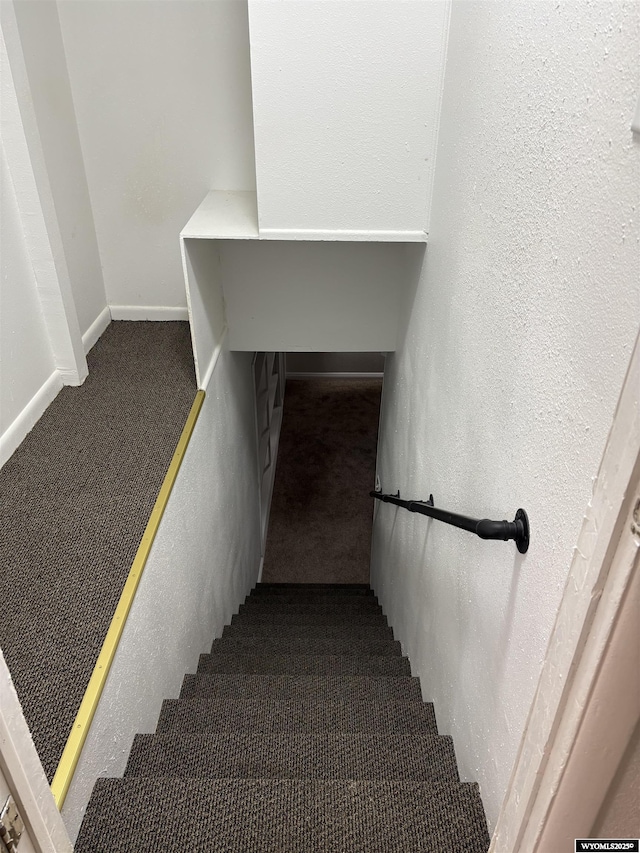 808 E Adams Ave, Riverton, WY 82501 - staircase featuring carpet and baseboards