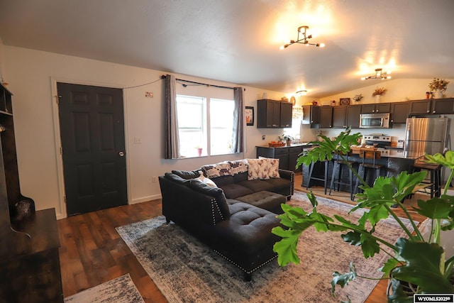 108 Tamari Dr, Buffalo, WY 82834 - living room with lofted ceiling and dark wood finished floors