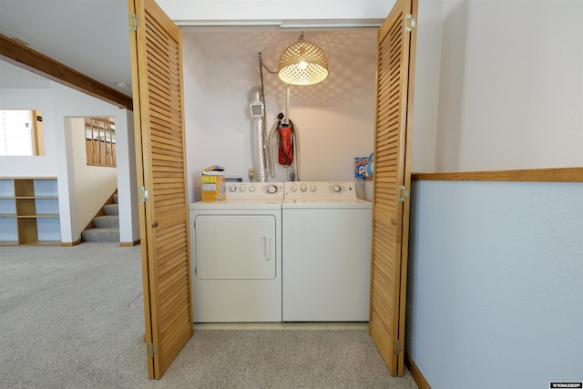 1301 Overland Dr, Rock Springs, WY 82901 - laundry area with independent washer and dryer and light colored carpet