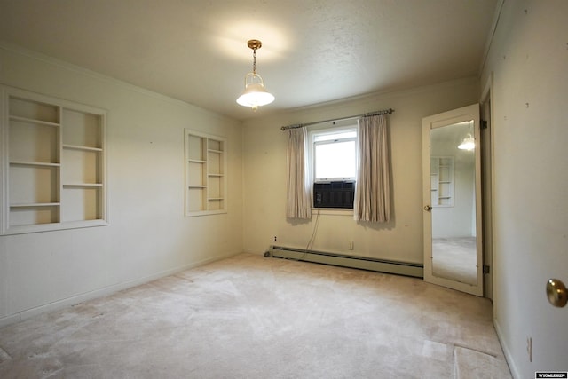 1339 S Mitchell St, Casper, WY 82601 - unfurnished room featuring a baseboard radiator, carpet flooring, cooling unit, and ornamental molding