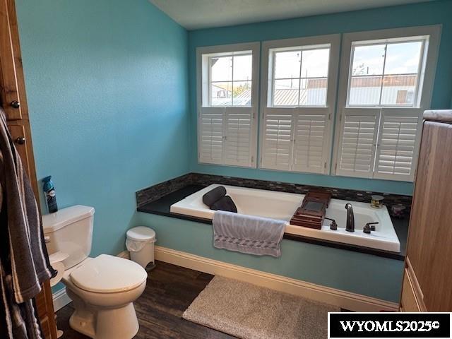 309 Susie Ave, Diamondville, WY 83116 - bathroom with plenty of natural light, a garden tub, and wood finished floors