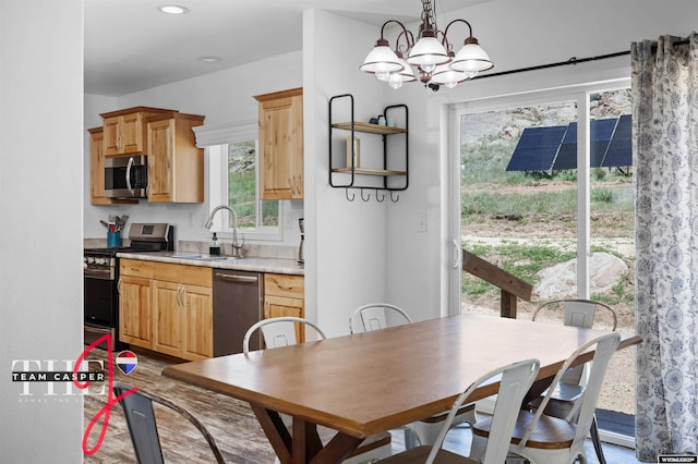 67 Monument Creek Rd, Hanna, WY 82327 - dining area featuring a chandelier and recessed lighting
