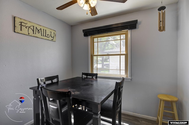2634 Hanway Ave, Casper, WY 82604 - dining space featuring ceiling fan and wood finished floors