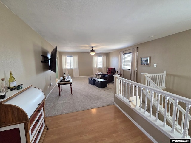 7866 Scorpion Way, Evansville, WY 82636 - living room featuring a ceiling fan and wood finished floors