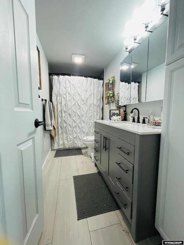 1328 Canyon Ct, Kemmerer, WY 83101 - bathroom featuring vanity, a textured ceiling, and a shower with shower curtain
