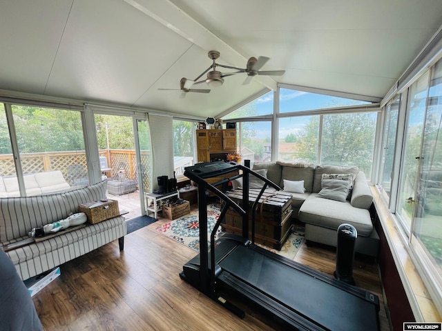 1328 Canyon Ct, Kemmerer, WY 83101 - sunroom / solarium with an outdoor hangout area and ceiling fan