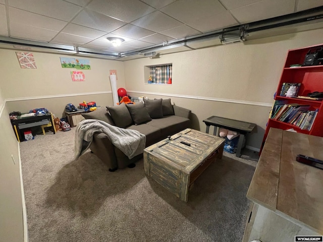 1328 Canyon Ct, Kemmerer, WY 83101 - living area featuring carpet and a paneled ceiling