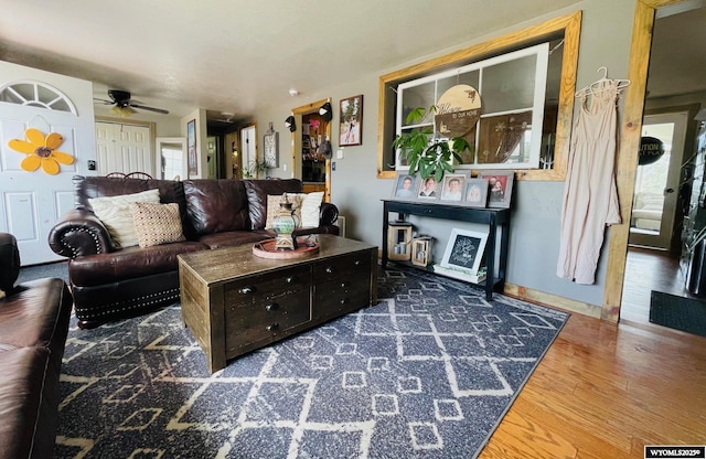 1328 Canyon Ct, Kemmerer, WY 83101 - living room with a ceiling fan and wood finished floors