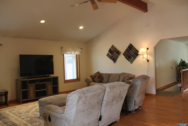 1540 Manor Dr, Casper, WY 82609 - living area with a ceiling fan, wood finished floors, and recessed lighting