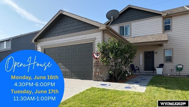 1261 Meadow Ln, Douglas, WY 82633 - view of front facade featuring an attached garage and a front lawn