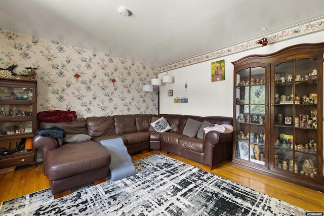 1831 Glendale Ave, Casper, WY 82601 - living room with wood finished floors and wallpapered walls