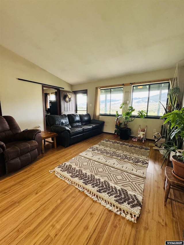 1512 Highview Dr, Dubois, WY 82513 - living room with wood finished floors and vaulted ceiling