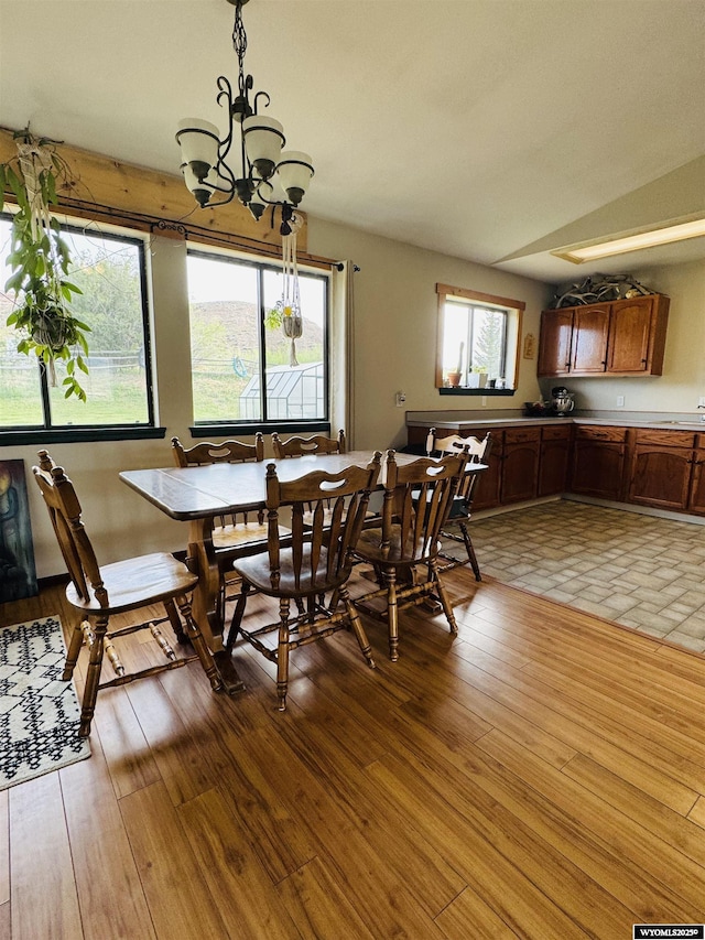 1512 Highview Dr, Dubois, WY 82513 - dining space featuring a chandelier and light wood-style floors