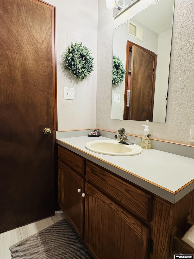 1512 Highview Dr, Dubois, WY 82513 - bathroom with vanity and a textured wall