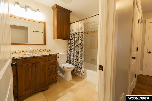 1011 Heritage Cove Dr, Lyman, WY 82937 - bathroom with vanity, shower / tub combo with curtain, and tile patterned flooring
