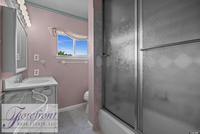 2240 E 17th St, Casper, WY 82609 - full bathroom featuring vanity, enclosed tub / shower combo, and tile patterned floors