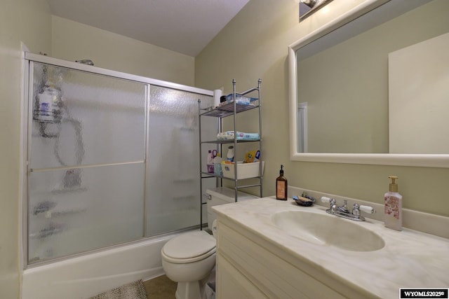 2203 W 42nd St, Casper, WY 82604 - bathroom featuring vanity, bath / shower combo with glass door, and tile patterned floors