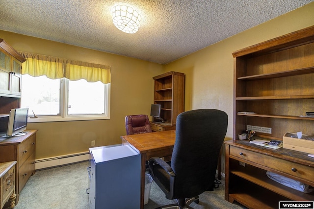 2203 W 42nd St, Casper, WY 82604 - carpeted office space with a baseboard heating unit and a textured ceiling