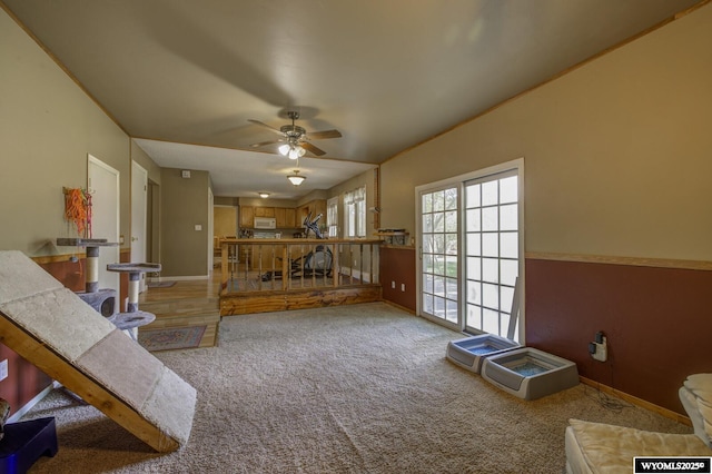 2203 W 42nd St, Casper, WY 82604 - unfurnished living room with carpet and ceiling fan