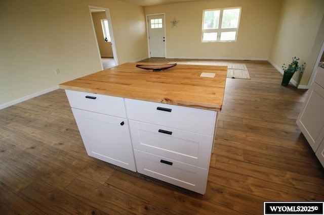 380 S-A Rd, Morrill, NE 69358 - kitchen featuring wooden counters, white cabinets, dark wood finished floors, and a kitchen island