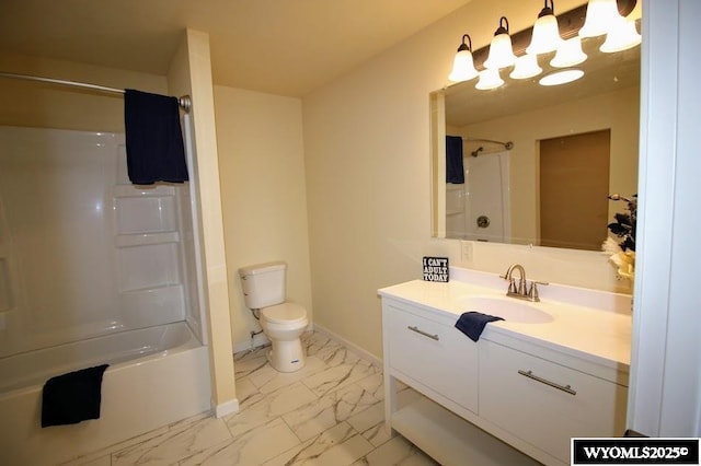 380 S-A Rd, Morrill, NE 69358 - bathroom with marble finish flooring, vanity, and bathtub / shower combination