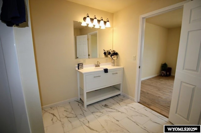 380 S-A Rd, Morrill, NE 69358 - bathroom with marble look tile flooring and vanity