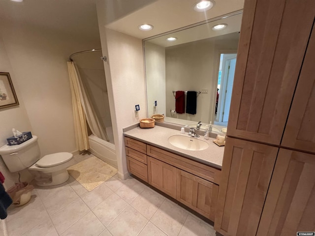 4251 Valley Grn, Riverton, WY 82501 - bathroom featuring vanity, shower / bath combo, tile patterned floors, and recessed lighting