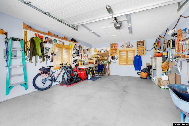 966 Mill Creek Rd, Evanston, WY 82930 - garage with a workshop area and a garage door opener
