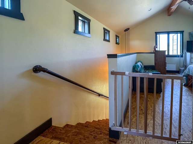 18 Lewis Dr, Lander, WY 82520 - stairway with radiator heating unit and wood finished floors