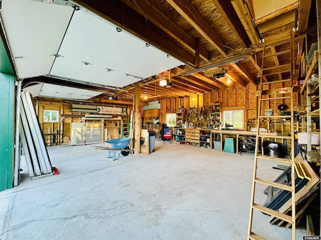 11 Heather Ln, Lander, WY 82520 - misc room featuring a workshop area, a garage, plenty of natural light, and concrete floors