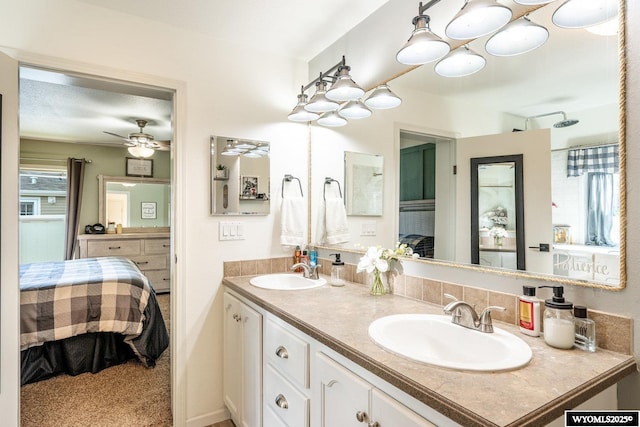 750 N Adams Ave, Buffalo, WY 82834 - ensuite bathroom featuring double vanity and a ceiling fan