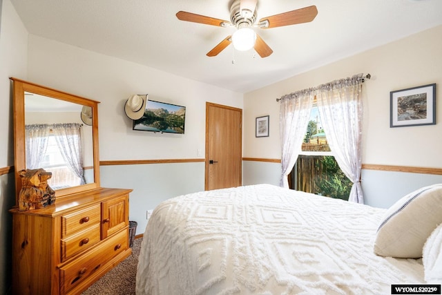 750 N Adams Ave, Buffalo, WY 82834 - bedroom featuring multiple windows, carpet flooring, and ceiling fan