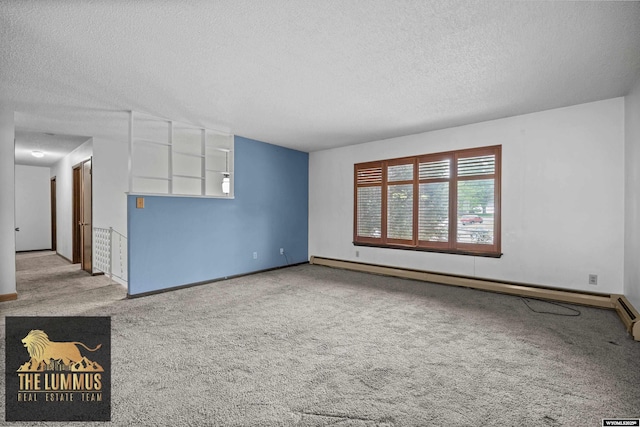 3710 Arroyo Dr, Casper, WY 82604 - empty room with a textured ceiling, a baseboard radiator, and carpet flooring