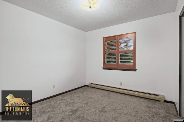 3710 Arroyo Dr, Casper, WY 82604 - carpeted empty room featuring a baseboard radiator and a textured ceiling