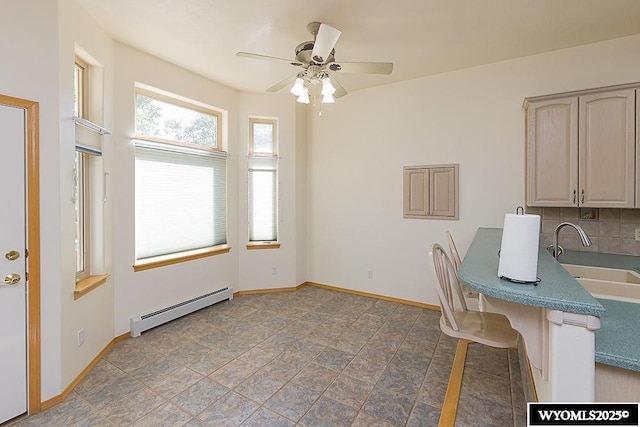 2215 Silver Creek Dr, Rock Springs, WY 82901 - unfurnished office featuring baseboard heating and ceiling fan